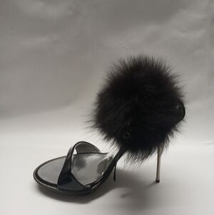 Giuseppe Zanotti Black Heels with Fur Detail